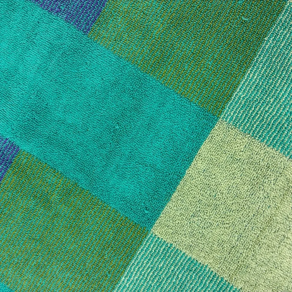 Cannon Royal Family Vintage Green Blue Purple Checkered Bath Towel